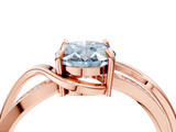 Rose gold Fancy Blue Oval  Solitaire Twisted Band with Prong Setting_7