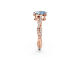 Rose gold Fancy Blue Oval  Solitaire Twisted Pave Diamond Ring with Four-Prong Setting_104