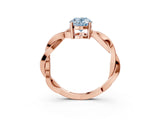 Rose gold Fancy Blue Oval  Solitaire Twisted Pave Diamond Ring with Four-Prong Setting_105