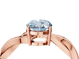 Rose gold Fancy Blue Oval  Solitaire Twisted Pave Diamond Ring with Four-Prong Setting_106