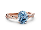 Rose gold Fancy Blue Oval  Solitaire Twisted Pave Diamond Ring with Four-Prong Setting_13