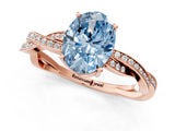 Rose gold Fancy Blue Oval  Solitaire Twisted Pave Diamond Ring with Four-Prong Setting_14
