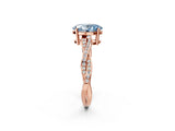 Rose gold Fancy Blue Oval  Solitaire Twisted Pave Diamond Ring with Four-Prong Setting_15