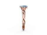 Rose gold Fancy Blue Oval  Solitaire Vine Band with Milgrain Prong Setting_5