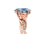 Rose gold Fancy Blue Oval  Solitaire Vine Band with Milgrain Prong Setting_8