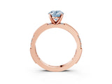 Rose gold Fancy Blue Oval  Solitaire with Pavé Band and Four-Prong Setting_304