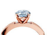 Rose gold Fancy Blue Oval  Solitaire with Pavé Band and Four-Prong Setting_305