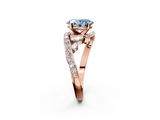Rose gold Fancy Blue Oval  Solitaire with Pavé Twist Band and Four-Prong Setting_78