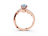 Rose gold Fancy Blue Oval  Solitaire with Pavé Twist Band and Four-Prong Setting_79