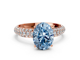 Rose gold Fancy Blue Oval  Solitaire with Pave Band and Four-Prong Setting_3