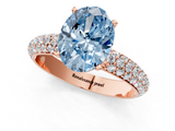 Rose gold Fancy Blue Oval  Solitaire with Pave Band and Four-Prong Setting_4