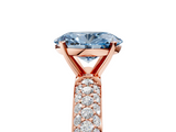Rose gold Fancy Blue Oval  Solitaire with Pave Band and Four-Prong Setting_8