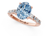 Rose gold Fancy Blue Oval  Solitaire with Side Baguettes and Channel Set Band_46