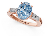 Rose gold Fancy Blue Oval  Solitaire with Tapered Baguette Side Stones on a Classic Band with Four-Prong Setting_74
