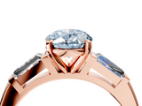 Rose gold Fancy Blue Oval  Solitaire with Tapered Baguette Side Stones on a Classic Band with Four-Prong Setting_77