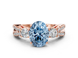 Rose gold Fancy Blue Oval  Three-Stone Diamond Ring with Pavé Split Shank and Four-Prong Setting_61