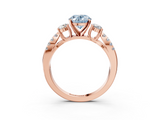 Rose gold Fancy Blue Oval  Three-Stone Diamond Ring with Pavé Split Shank and Four-Prong Setting_64