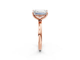 Rose gold Fancy Blue Oval  and Emerald Cut Toi Moi Ring with Prong Setting_63