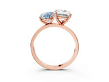 Rose gold Fancy Blue Oval  and Emerald Cut Toi Moi Ring with Prong Setting_64