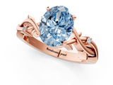 Rose gold Fancy Blue Oval cut Solitaire Twisted Band Prong Setting Ring_188
