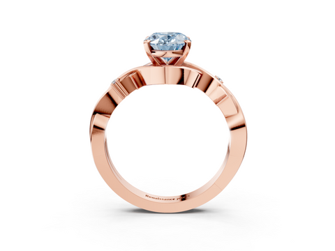 Rose gold Fancy Blue Oval cut Solitaire Twisted Band Prong Setting Ring_190