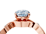 Rose gold Fancy Blue Oval cut Solitaire Twisted Band Prong Setting Ring_191