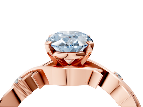 Rose gold Fancy Blue Oval cut Solitaire Twisted Band Prong Setting Ring_191