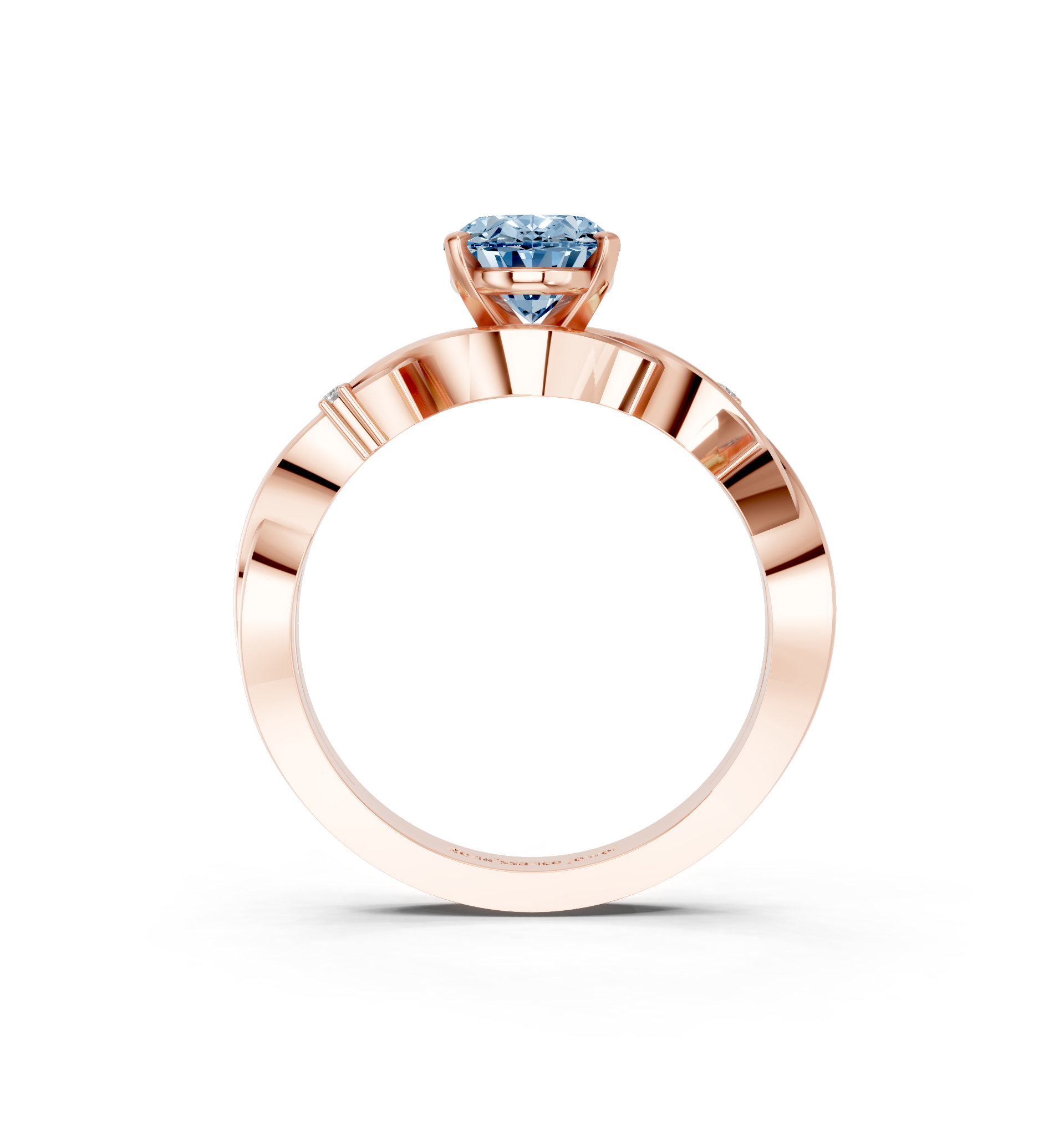 Rose gold Fancy Blue Oval cut Solitaire Twisted Band Prong Setting Ring_9