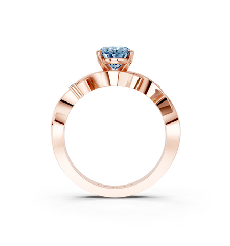 Rose gold Fancy Blue Oval cut Solitaire Twisted Band Prong Setting Ring_9