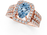Rose gold Fancy Blue Pear -Cut Halo Diamond Ring with Split Shank and Four-Prong Setting_103