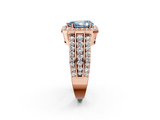 Rose gold Fancy Blue Pear -Cut Halo Diamond Ring with Split Shank and Four-Prong Setting_104