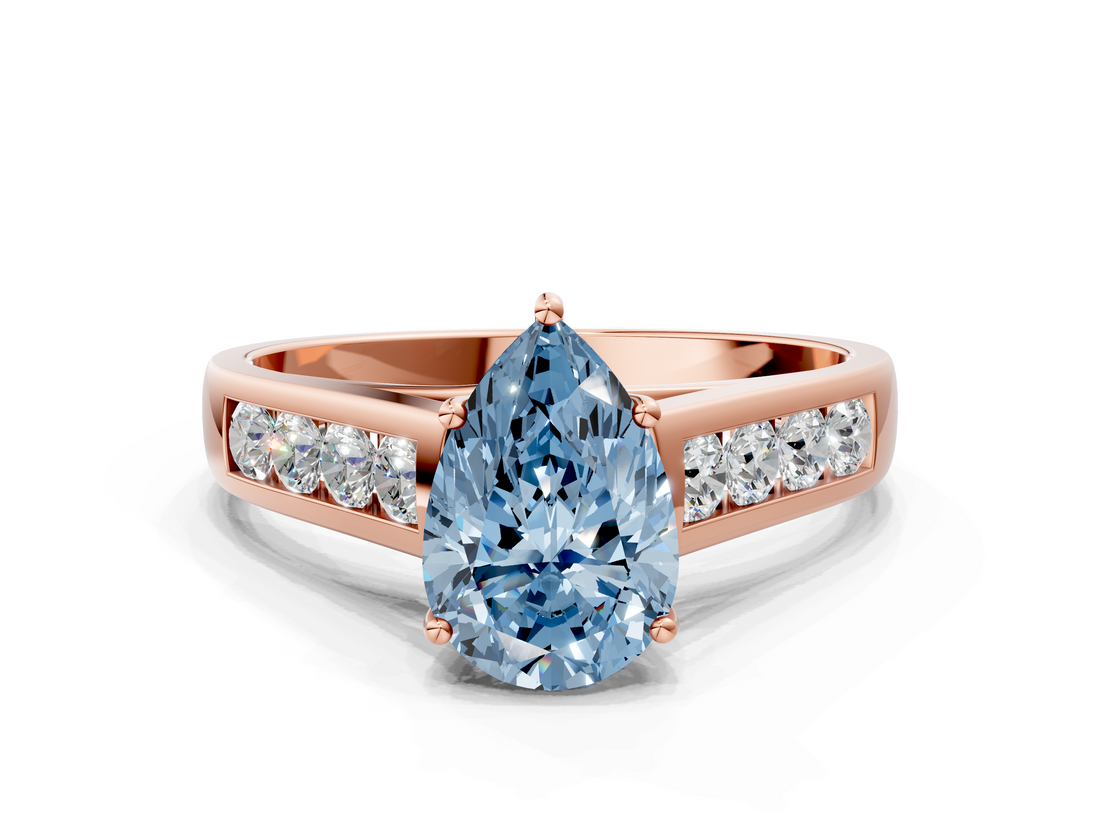 Rose gold Fancy Blue Pear  Brilliant Channel-Set Solitaire Ring with Four-Prong Setting_20