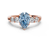Rose gold Fancy Blue Pear  Brilliant Cut Diamond Five-Stone Prong Set Engagement Ring with Channel Band_3