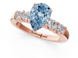 Rose gold Fancy Blue Pear  Brilliant Cut Diamond Five-Stone Prong Set Engagement Ring with Channel Band_4