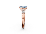 Rose gold Fancy Blue Pear  Brilliant Cut Diamond Five-Stone Prong Set Engagement Ring with Channel Band_5
