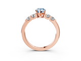 Rose gold Fancy Blue Pear  Brilliant Cut Diamond Five-Stone Prong Set Engagement Ring with Channel Band_6