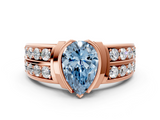 Rose gold Fancy Blue Pear  Brilliant Diamond Channel Set Wide Band Ring with Bezel Setting_20