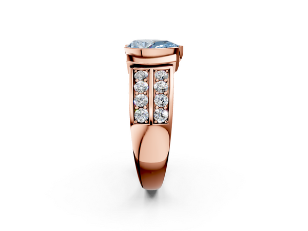 Rose gold Fancy Blue Pear  Brilliant Diamond Channel Set Wide Band Ring with Bezel Setting