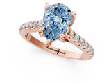 Rose gold Fancy Blue Pear  Brilliant Diamond Solitaire with Pavé Band and Four-Prong Setting 2