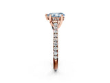Rose gold Fancy Blue Pear  Brilliant Diamond Solitaire with Pavé Band and Four-Prong Setting 3