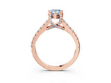 Rose gold Fancy Blue Pear  Brilliant Diamond Solitaire with Pavé Band and Four-Prong Setting 4