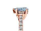 Rose gold Fancy Blue Pear  Brilliant Diamond Solitaire with Pavé Band and Four-Prong Setting