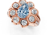 Rose gold Fancy Blue Pear  Brilliant Flower Halo Diamond Split Shank Ring_52