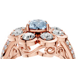 Rose gold Fancy Blue Pear  Brilliant Flower Halo Diamond Split Shank Ring_55