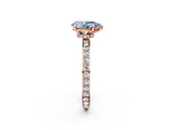 Rose gold Fancy Blue Pear  Brilliant Pavé Band Solitaire with Four-Prong Setting_60