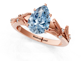 Rose gold Fancy Blue Pear  Brilliant Solitaire with Leaf Motif Band and Four-Prong Setting_64