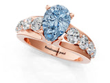 Rose gold Fancy Blue Pear  Brilliant Solitaire with Side Stones on a Pave Band and Four-Prong Setting_25