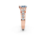 Rose gold Fancy Blue Pear  Brilliant Solitaire with Side Stones on a Pave Band and Four-Prong Setting_26