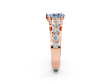 Rose gold Fancy Blue Pear  Brilliant Solitaire with Side Stones on a Pave Band and Four-Prong Setting_51