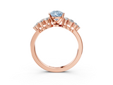 Rose gold Fancy Blue Pear  Cluster Diamond Engagement Ring with Pavé Band and Four-Prong Setting_55